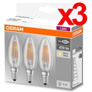 PARATHOM Retrofit Filament CLASSIC Β Value Κερί 4W Θερμό Λευκό Διαφανής OSRAM - LEDVANCE 3 τεμάχια